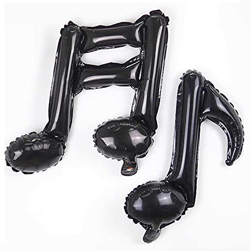 ANCLLO Lot de 6 ballons noirs en forme de note de musique en aluminium pour décorations de fête,...