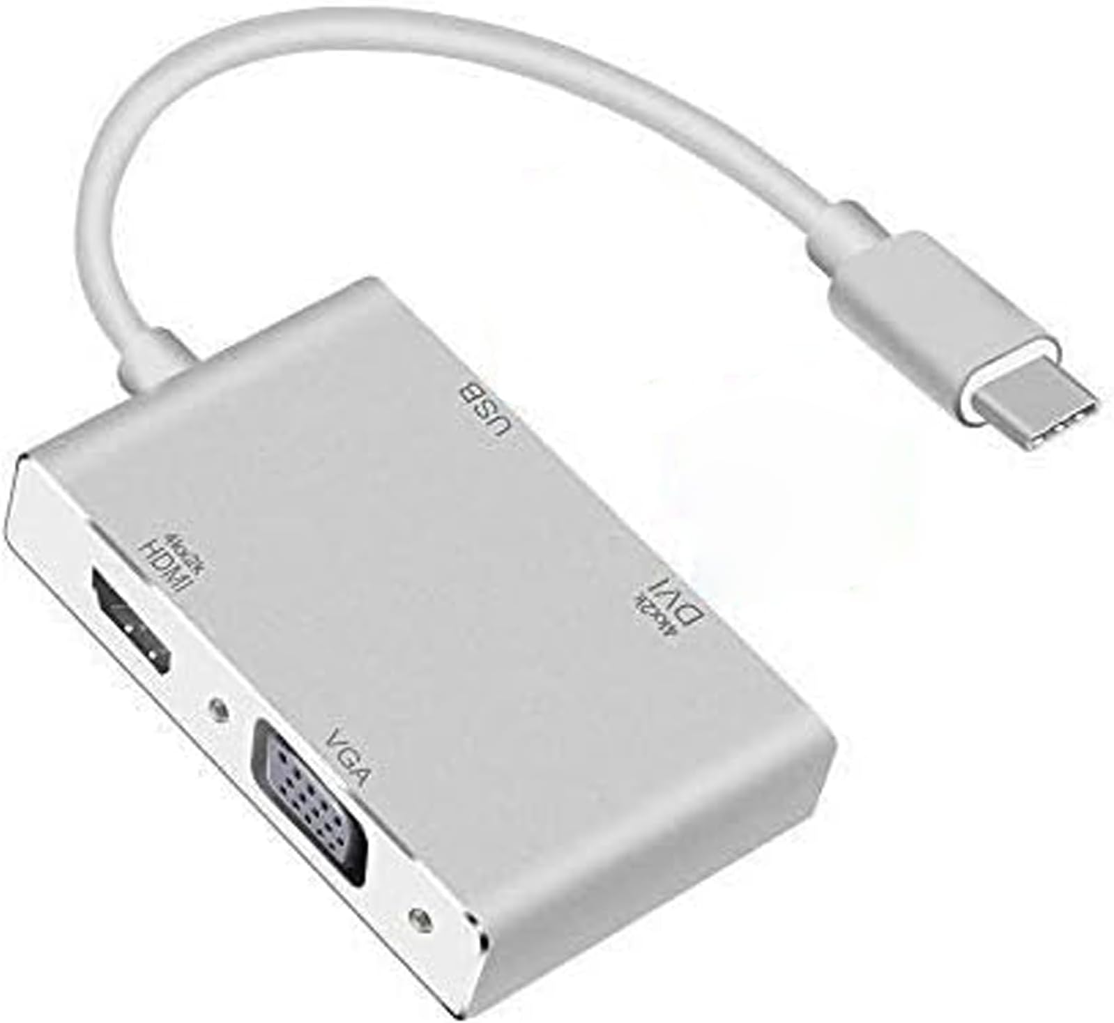 USB C to HDMI/DVI/VGA/USB 3.0 Adapter, USB 3.1 Type-C Hub to HDMI DVI 4K VGA USB Adaptor Converter (Thunderbolt 3 Compatible), Multi Monitors Adapter for MacBook/Pro, MacBook Air Monitors Projector