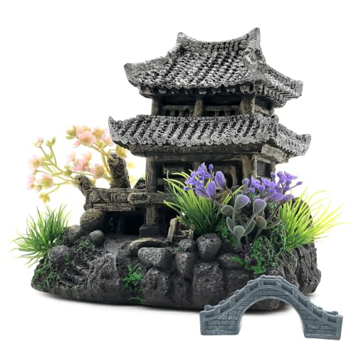 Image of M2cbridge Aquarium Decor Antique Roman Column Ruin European Castle Underwater Landscape(Pavilion)