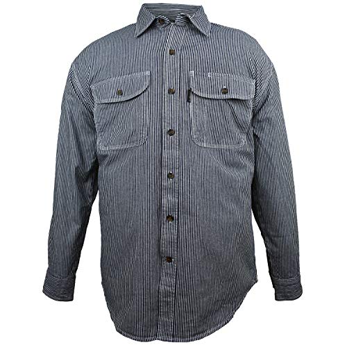 Men's Flex-Denim Long Sleeve Hickory Stripe Logger Shirt | Button Front
