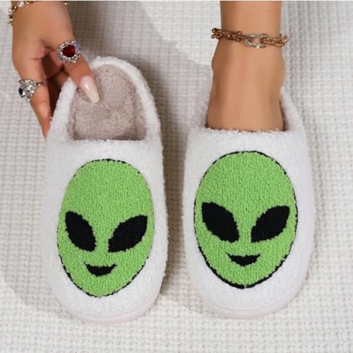 Halloween Slippers Alien Cartoon Pattern Slipper for Women Men Outdoor Indoor Comfy Fuzzy Footwear2