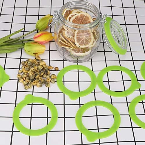 LUTER 12Pcs Silicone Jar Gaskets Replacement, Leak Proof Silicone Gasket Airtight Seals Rings for Mason Jar Lid, Regular Wide Mouth Glass Jars (Green)
