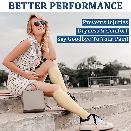 Image of FEYHAY Copper Compression Socks (3 Pairs) 15-20 mmHg Circulation is Best Athletic & Daily for Men & Women, Running, Climbing