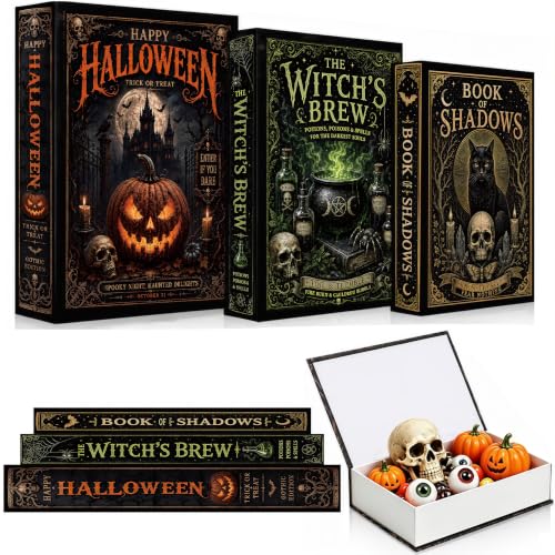 3Pcs Halloween Decorative Books Storage Box Decorations Coffee Table Decor