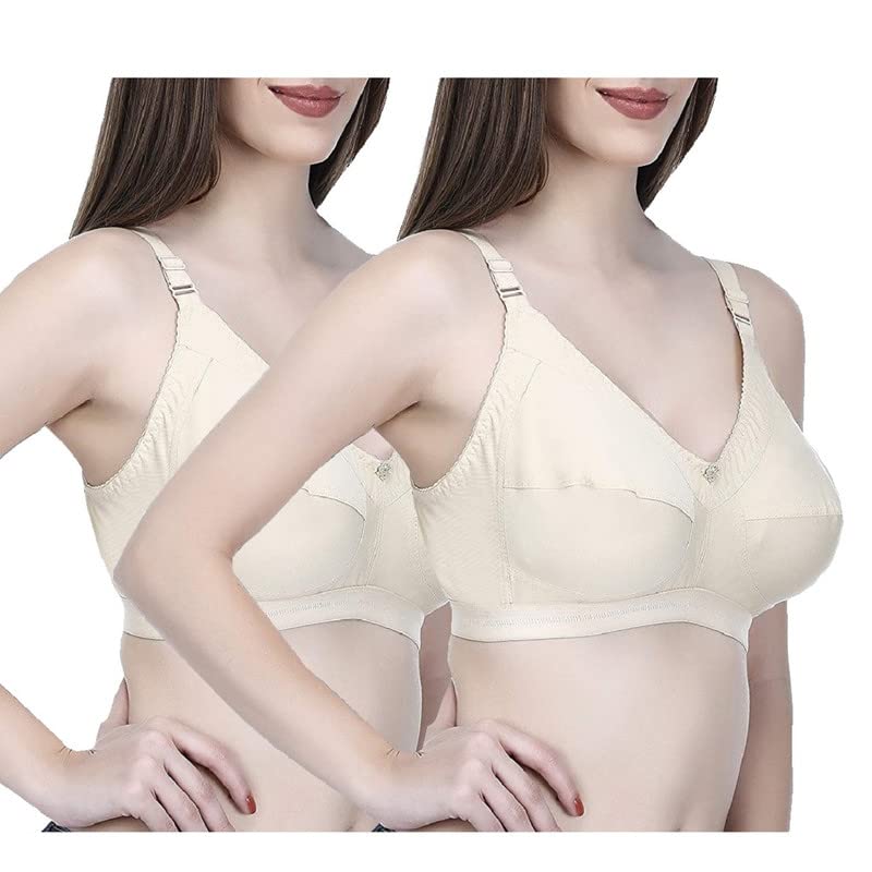 Kamison Full Coverage Bra |Heavy Bust Everyday Cotton | Non Padded Bra | B C D Cup Sizes (Pack of 2)