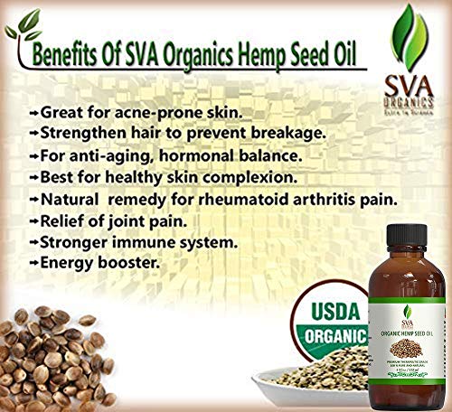 SVA ORGANICS Hemp Seed Oil Cold Pressed 4oz (118 ml) Premium Carrier Oil With Dropper For Skin Care, Hair Care, Scalp Massage, Body Massage, Hair Products, Cosmetics & Soap - Image 7