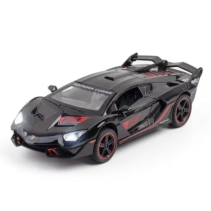 Image of 1:32 Scale Lambroghini SC18 Alston Toy Car | Metal Pullback Diecast Car for Kids with Openable Doors, Sound, Light Effects Toy for Car Enthusiasts (Color As Per Available),black