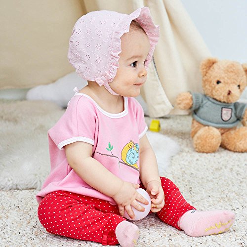 Keepersheep Infant Baby Girls' Bonnet Hat Cap, Cotton Flower Print Embroidery Bonnet3
