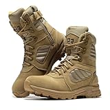 ROCKROOSTER Burano Men's 8-Inch Military Tactical Boots, Coyote Suede & Nylon, YKK Side Zipper for Easy On/Off, Waterproof with HYDROGUARD Lining, EH Electrical Hazard Safe AB540-10