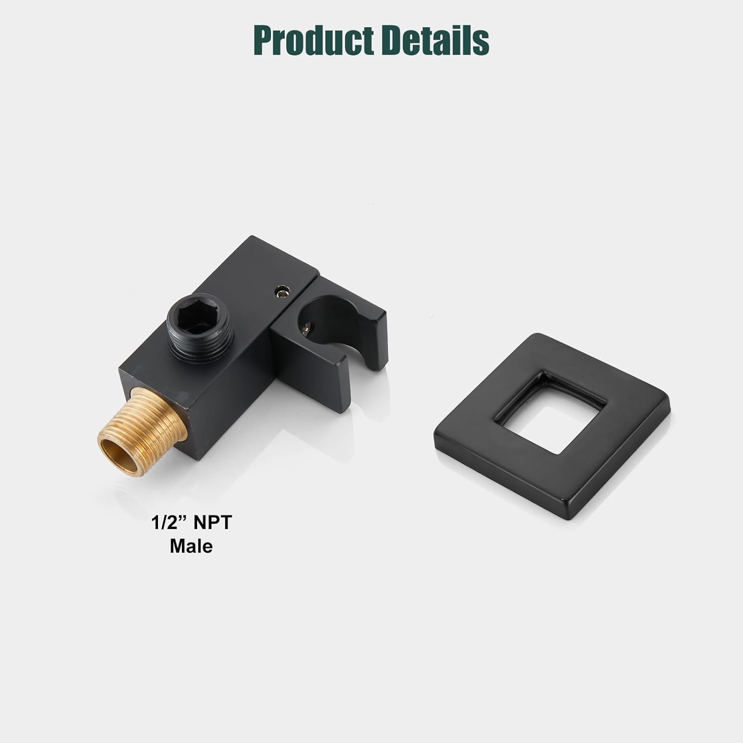 Heyalan SUS304 Stainless Steel Handheld Shower Wand High Pressure Luxury Shower Set High Flow Rectangle Hand Shower Spray with Wall Connector Holder and hose, Straight Style Matte Black