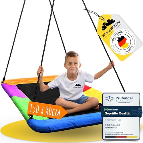 WOLKENGLÜCK® 3-in-1 Nestschaukel eckig [150x80 cm...