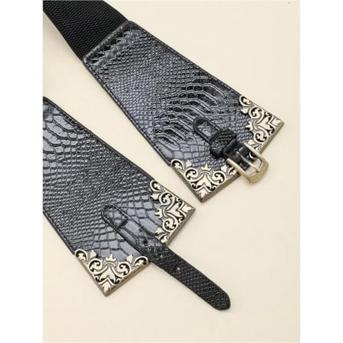 Womens Belt Women's Vintage Metal Embossed Pattern Elastic Waist Belt2