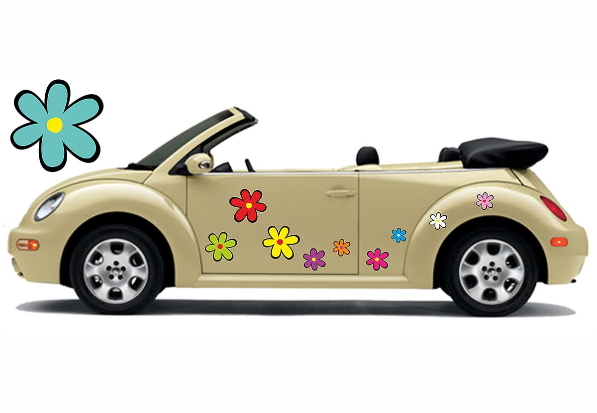 Set 8 Adesivi Auto Floreali Retrò - In Pellicola Oracal | Resistente Ai Raggi UV E Lavaggio - Foto 9