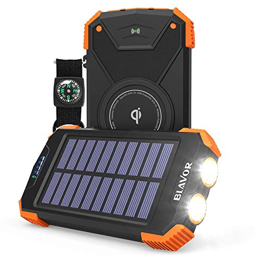20,000Mah Fast Charger For Emergency Use Plus 10,000Mah Solar Power Bank For Cell Phone (Black And Orange) #TOP2