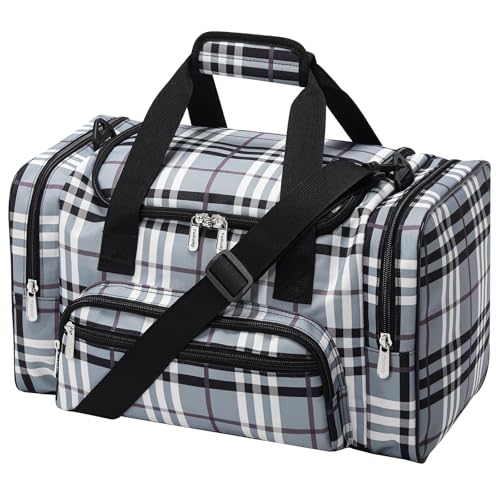 17 inch Small Duffle Bag - Carry On Weekender Bag for Travel Gym Sport - Gray/White Gray/White 17 inch
