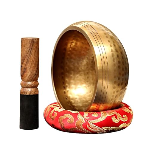 Tibetische Klangschale 8cm Handgehämmert – Klangschalen-Set mit Klöppel, Kissen & Geschenkbox – Singing Bowl aus Kupfer für Meditation, Yoga, Chakra