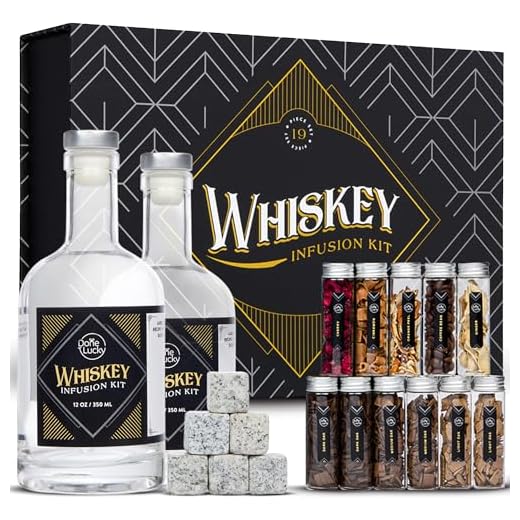 Whiskey Gifts for Men - Whiskey Infusion Kit with Wood Chips, Botanicals, & Whiskey Stones - DIY Kit for Whiskey Lovers - Unique Gift Idea for Him, Dad, Men, or Her (Contains No Alcohol)