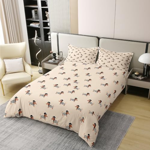 Housse de couette 135x200 en pur coton parure de lit teckel de qualité supérieure
