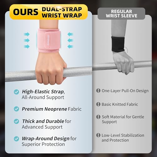 Image of CAMBIVO 2 Pack Wrist Brace for Carpal Tunnel with wraps, Pink | Wrist Support, Adjustable Wrist Wraps for Weightlifting, Tendonitis, Pain Relief, Sleeping, Night, Gym, Neoprene, Both Hands