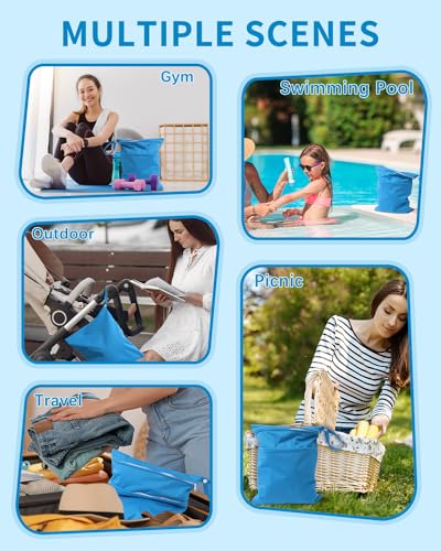 babygoal Wet Dry Bags 3 Pack for Baby Cloth Diapers, Washable Travel Bags, Beach, Pool, Gym Bag for Swimsuits & Wet Clothes with 2 Pockets 3LN10 - Image 4