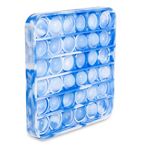 Push to Pop - Silicone Square Bubble Sensory Popping Toy for Stress Relief - Colorful Fidget Popper Game Toys for Home, Office, School - Anti-Anxiety Pop for Adults and Kids - Blue/White