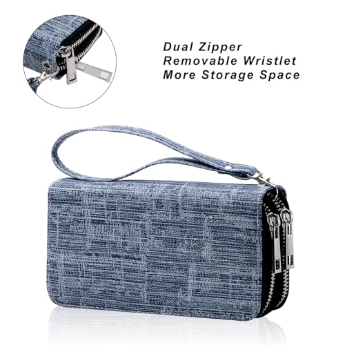 Image of Double Zipper Wallet for Woman Clutch Purse with Cell Phone Holder for Smartphone /Card /Coin /Cash