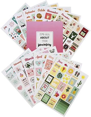 Decorative Scrapbooking Planner Stickers Set – Seasonal/Holiday Set of Fun, Cute & Aesthetic Stickers for Adults I Inspirational Pack of 12 Sheets – Use in Calendar, Planner, Journal, Scrapbook