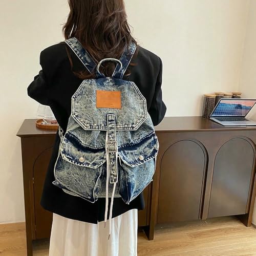 Sac à dos de luxe en denim GLDFW grand format aux finitions soignées - 2
