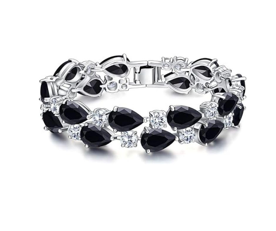 My Mona Lisa Silver Black Tear Drop CZ Stone Luxury Bracelet PJ1330