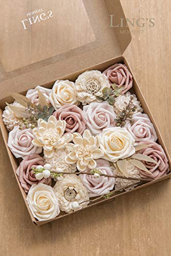 Ling's Moment Natural Dusty Rose Artificial Flowers Combo For Diy Wedding Bouquets Centerpieces Arrangements Party Baby Shower Home Decorations #TOP4