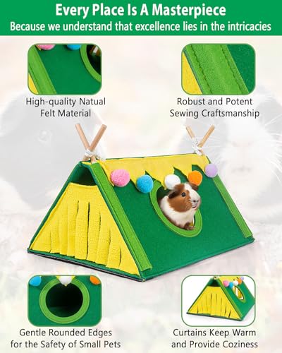 Harhana Esconderijo de porquinhos-da-índia, casas e habitats de pequenos animais, gaiolas de túnel p