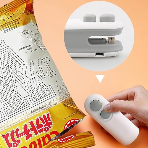 Image of Clasm Mini Bag Sealer and Cutter, Type-C Rechargeable Food Bag Sealer, 2-in-1 Portable Heat Sealer for Plastic Bags, Magnetic Fridge Mount, Handheld Food Packet Resealer for Kitchen Storage