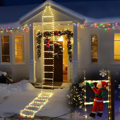 AUEJACKY LED Weihnachtsmann Leiter Lichterkette - 3 Meter LED...