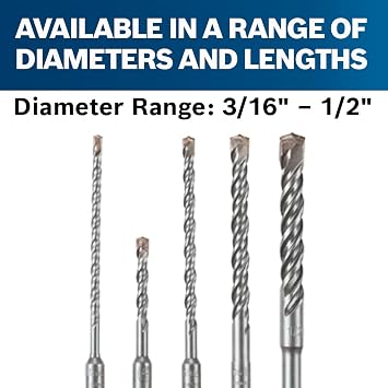 BOSCH HCK005 مجموعة متنوعة من 5 قطع SDS-Plus Bulldog Rotary Hammer Bits مثالية للتطبيقات في الماسونية ، الطوب ، الكتلة ، الخرسانة