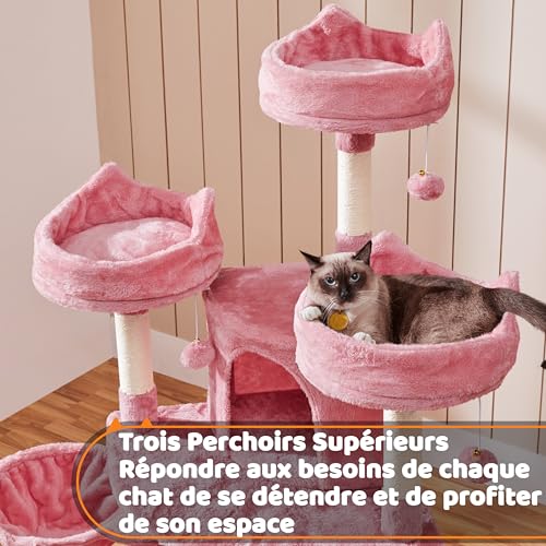 Arbre à chat design rose de 175 cm avec finitions soignées et structures robustes - 7