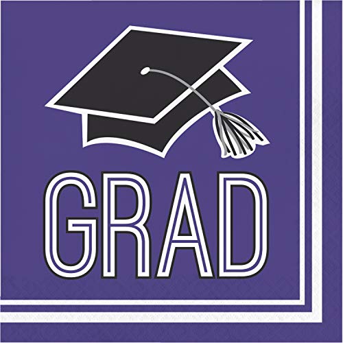 Creative Converting Graduation School Spirit Purple Napkins, 6.5
