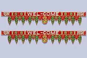 Agenzia Exim Traditional Embroidey Work Diwali Toran for Home Hangings Decoration and Office Decoration Toran.(Pack of 2)