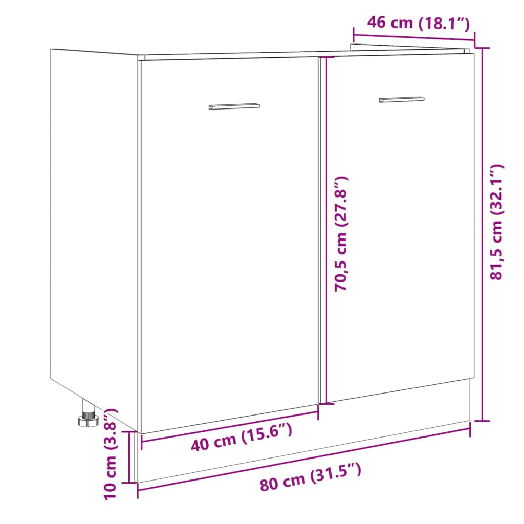 vidaXL Unterschrank Lyon Sonoma-Eiche 80x46x81,5 cm Holzwerkstoff,Küchenschrank, Gastronomieschrank, Gastro Möbel, Küchenmöbel, Aufbewahrungsschrank
