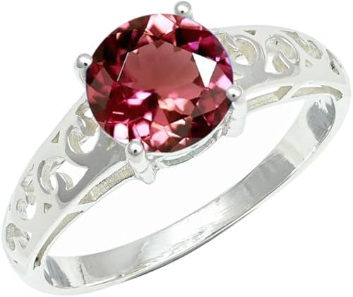 Pink Tourmaline Lab Grown Gemstone Silver plated Meditation 