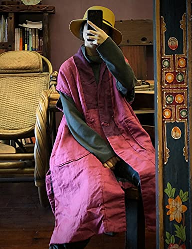 NFYM Women Autumn Sleeveless Vests Cotton Print Floral Long Vests Chinese Vintage Patchwork Waistcoat3