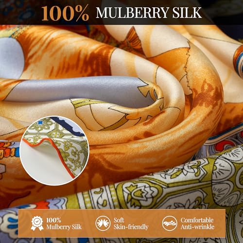 100% Silk Scarf 43" Large Square Lightweight Headscarf Mulberry Silk Women's Silk Oversized Headband4