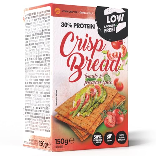 Forpro CarbControl 30% Protein Crisp Bread Tomato & Provence | 6er Pack Knusperbrot | Kohlenhydratarm | Kalorienarme | Brot & Knäckebrot | als Snack pur oder mit Aufstrich