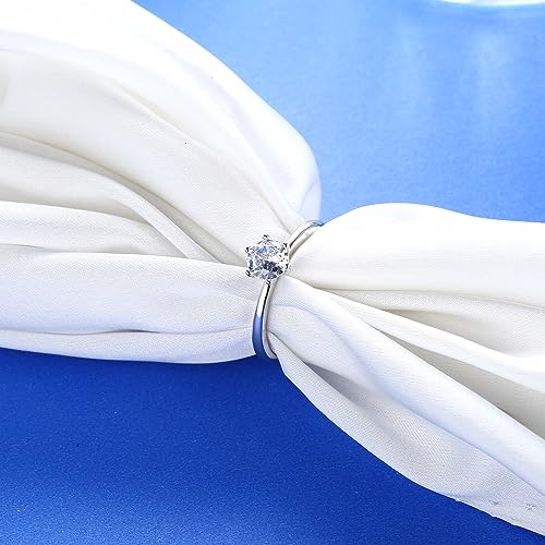 JeweBella Anillo de Plata 925 con Zirconia Cúbica Brillante para Compromiso y Bodas - Ajustable para Pareja - Regalo Aniversario - imagen 4