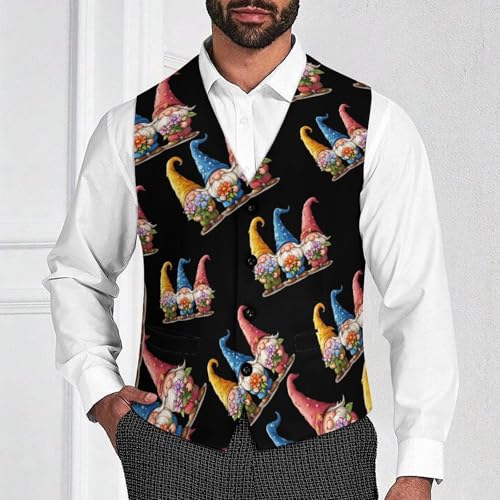 Gnome Men's Suit Vests Business Formal Dress Vest V-Neck Waistcoat for Wedding Casual2