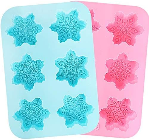 Holicolor Silicone Soap Mold - 2 Snowflake Cake Soap Handmade Christmas Biscuit, Chocolate, Ice Cube Mold for DIY Homemade Craft Cake
