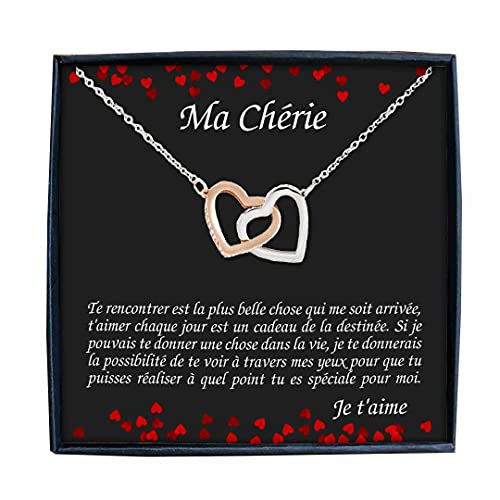 TILOVE Collana da donna personalizzata con ciondolo a forma di cuori intrecciati, con messaggio d'amore per la tua amata, la tua moglie, la tua compagna, in acciaio inox, con zirconi, Acciaio