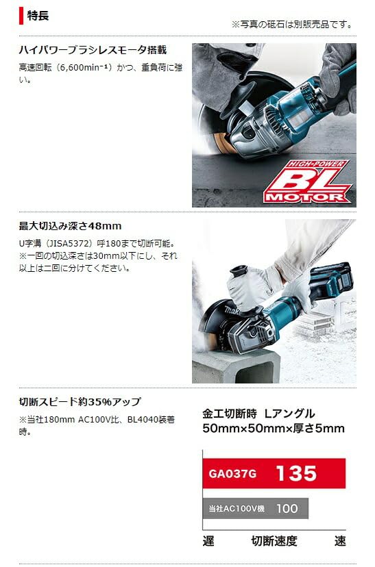 Amazon | マキタ(Makita) 180mm充電式ディスクグラインダ 40Vmax4Ah