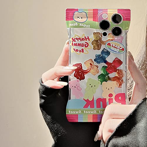 Slrioks Snack Bag Gummy Bear Phone Case Compatible With Iphone 13 Pro Max Case Lens Protection Cute Sugar Snack Bag Case Soft Tpu Clear Cover Case #TOP3