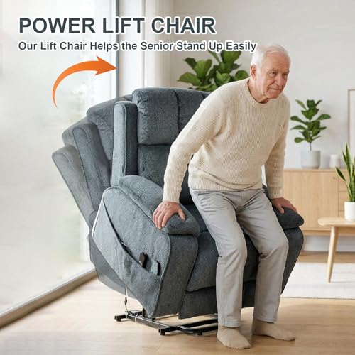 Sillón reclinable eléctrico azul grisáceo grande miniatura 6