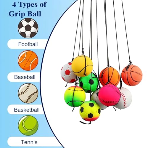 Image of Skylety 50 Pcs 1.85'' Wrist Return Ball on a String with Strap Wrist Ball Rubber Rebound Balls for Basketball Baseball Soccer Tennis Wristband Exercise Toy Party Favor Gifts for Kids Exercise or Play